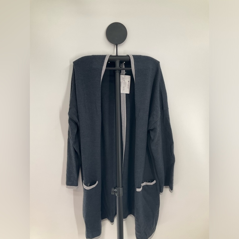 Eileen Fisher Dark Gray Open Front Cardigan